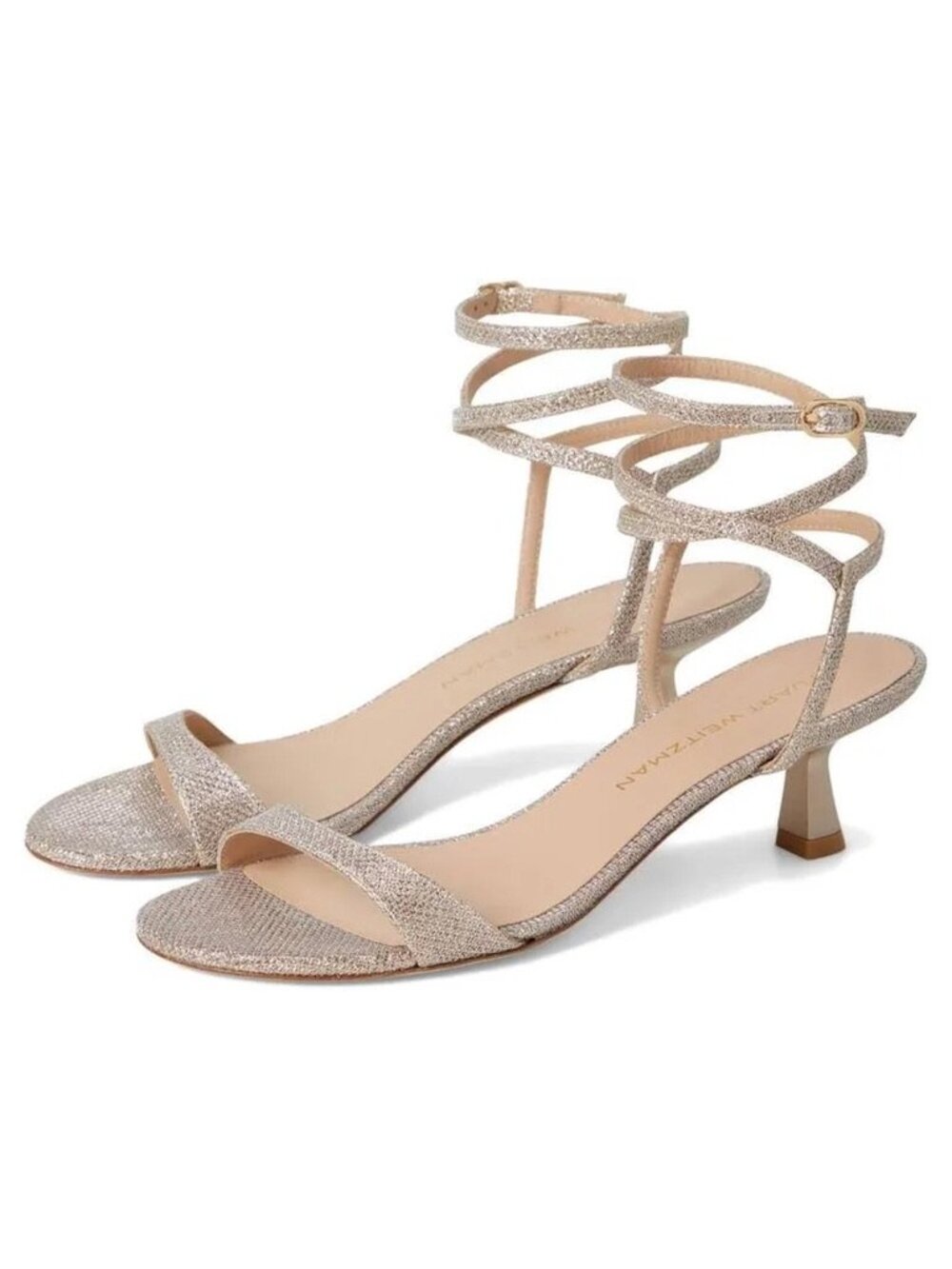 New Stuart Weitzman Nudist 50 Wrap Sandals In Poudre Sz 8.5